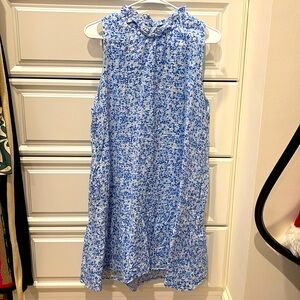 THML Blue & White Dropwaist Peplum Dress